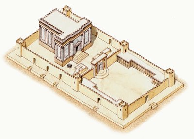 Det andet tempel, Jerusalem, ca. 19BC-70AD (blæk og akvarel) af Stephen Conlin
