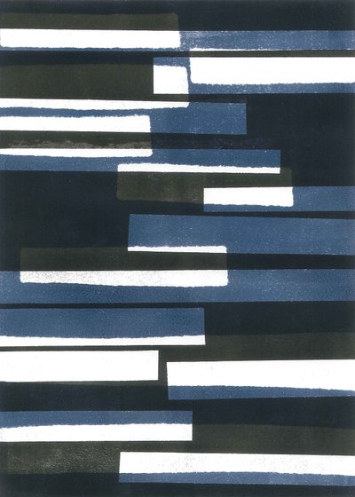 Boards I, 2015 (monoprint på papir) af Stephen Dow