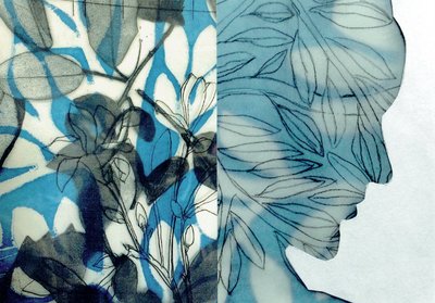 La Foret IX, 2017 (monoprint og collage) af Stephen Dow