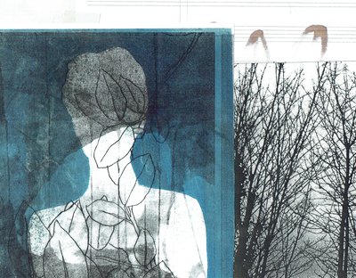 La Foret I, 2016 (monoprint  collage) af Stephen Dow