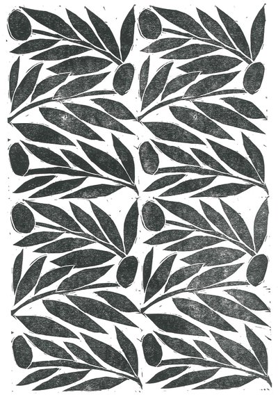 Olive Branches, 2015 (linoleumssnit på papir) af Stephen Dow