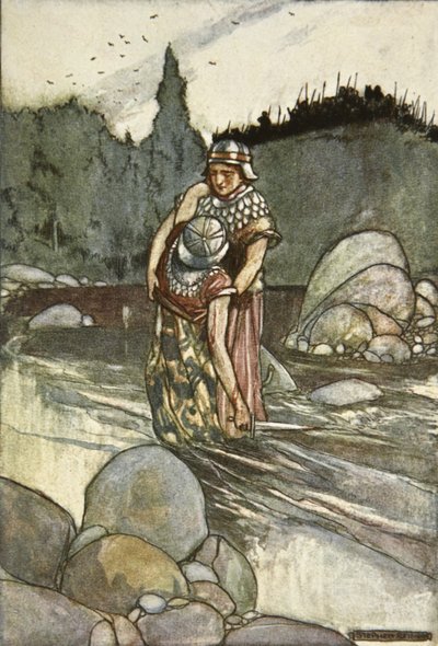 Ferdia falder ved Cuchulains hånd, illustration fra 