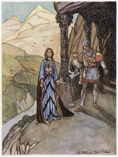 Illustration til Siegfried the Dragon-Slayer (farve litho) af Stephen Reid