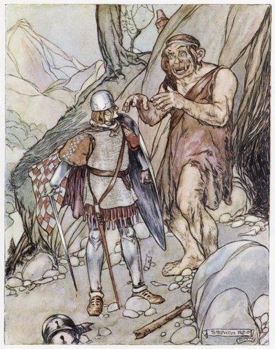 Illustration til Siegfried the Dragon-Slayer (farve litho) af Stephen Reid