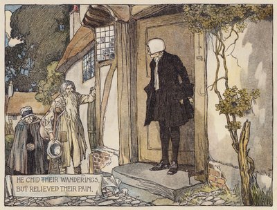 Illustration til The Deserted Village af Oliver Goldsmith (farvelitografi) af Stephen Reid