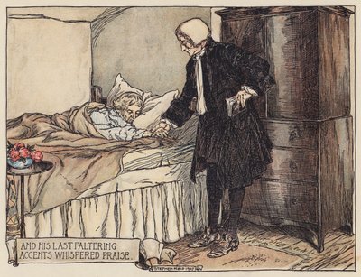 Illustration til The Deserted Village af Oliver Goldsmith (farvelitografi) af Stephen Reid