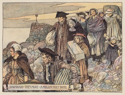 Illustration til The Deserted Village af Oliver Goldsmith (farvelitografi) af Stephen Reid