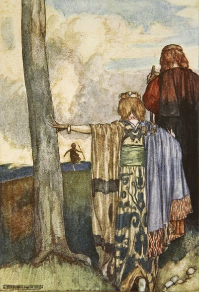 Dronning Maeve mødes med Cuchulain, illustration fra 