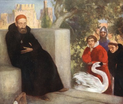 Saint Hugh of Lincoln and the Swan (farve litho) af Stephen Reid