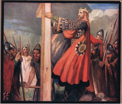 Sankt Oswald ved Hevenfelth (farve litho) af Stephen Reid
