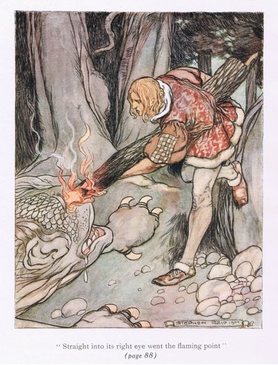Lige ind i dets højre øje gik flammepunktet (farve litho) af Stephen Reid