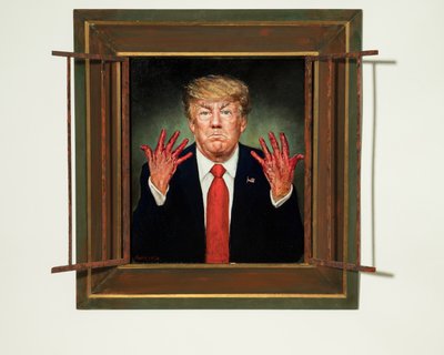 Trump anklaget, 2020 (olie på panel) af Steven Skollar