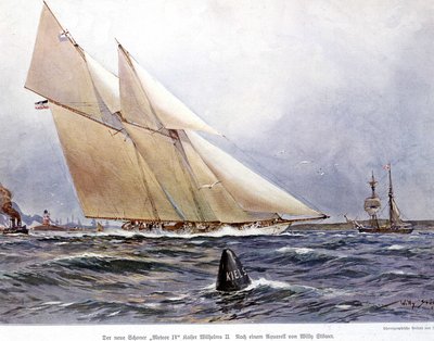 Sejlløb: Sejlbåden "" Meteor IV"" - Akvarel af Willy Stower af Willy Stoewer 