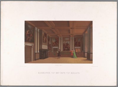 Udsigt over Raadsalens indre, i Grevens Stuer Council Chamber of den Hove of Holland (titel på objekt) af Stortenbeker and Heijligers