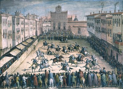 Horse Joust på Piazza Santa Croce, 1561-1562 af Stradanus