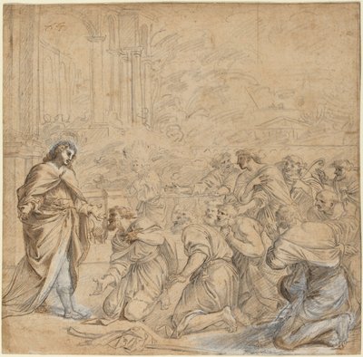 Joseph åbenbarer sig for sine brødre i Egypten af Studio of Pier Francesco Mola