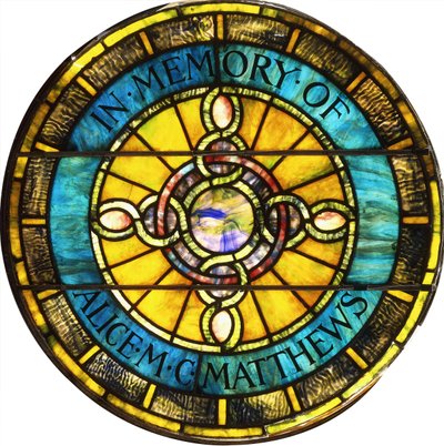 Et cirkulært blyholdigt glasvindue af Tiffany Studios (blyholdigt glas) af Studios Tiffany