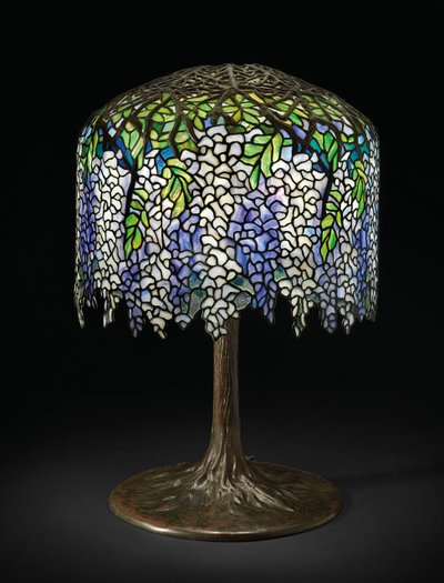 Wisteria bordlampe, ca. 1910 (blyet glas og bronze) af Studios Tiffany