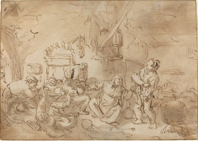 Slagsmål i en kro af Style of Adriaen van Ostade
