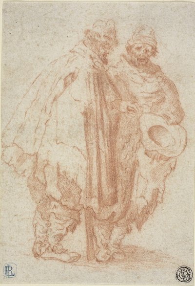 To skæggede mænd i lasede kapper af Style of Jacques Callot