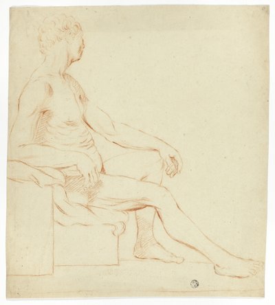 Siddende akademisk mandlig nøgenmodel af Style of Jacques Louis David