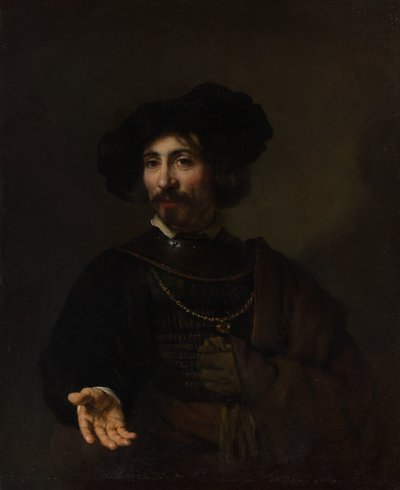 Mand med en stålkløft. af Style of Rembrandt
