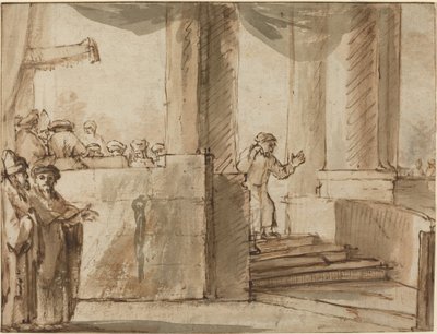 Judas forlader ypperstepræsten af Style of Rembrandt van Rijn