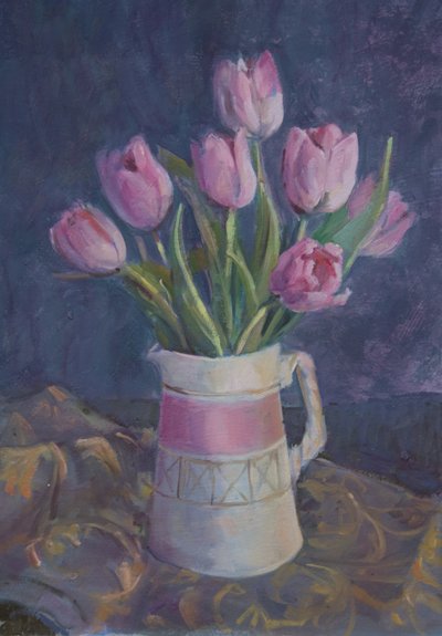 Pink tulipaner, 2015 af Sue Wales