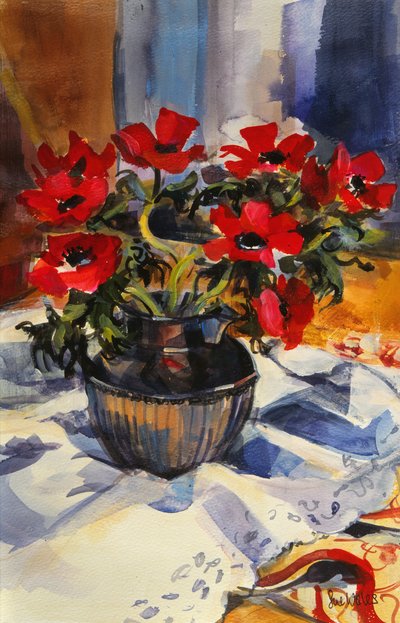Røde anemoner, 1994, af Sue Wales