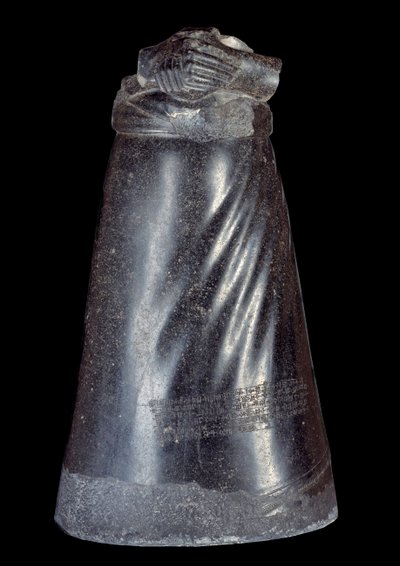 Mesopotamien: nederste halvdel af dioritstatuen af Manishtusu (Manishtousu) (2270-2254 f.Kr.), konge af Agade. 2300-2250 f.Kr. Fra stedet for Susa (Babylon). Søn 0,88 m Paris, Musée du Louvre af Sumerian Mesopotamian School