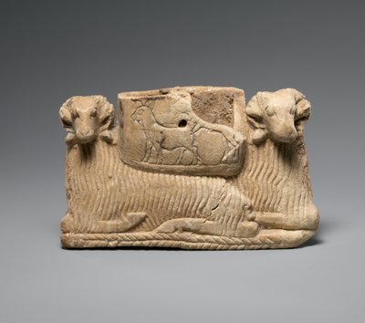 Fartøj understøttet af to væddere, ca. 2600-2500 f.Kr. (gipsalabast) af Sumerian Sumerian