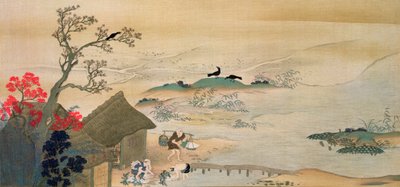 Bønder høster grøntsager nær Kyoto i middelalderen, trykt i magasinet 