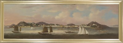 Udsigt over Praya Grande, Macao, ca. 1850 (olie på lærred) af Sunqua Sunqua