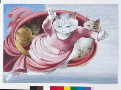 Illustration fra Cats Galore! Et kompendium over kultiverede katte (udg. 2015) af Susan Herbert