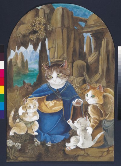Illustration fra Cats Galore! Et kompendium over kultiverede katte (udg. 2015) af Susan Herbert