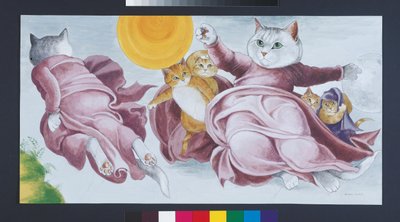 Illustration fra Cats Galore! Et kompendium over kultiverede katte (udg. 2015) af Susan Herbert