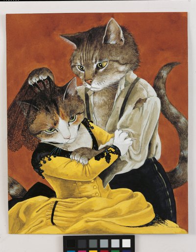 Illustration fra Cats Galore! Et kompendium over kultiverede katte (udg. 2015) af Susan Herbert