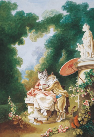 Illustration fra Cats Galore! Et kompendium over kultiverede katte (udg. 2015) af Susan Herbert
