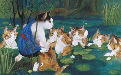 Illustration fra Cats Galore! Et kompendium over kultiverede katte (udg. 2015) af Susan Herbert