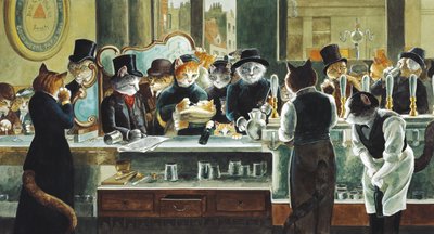 Illustration fra Cats Galore! Et kompendium over kultiverede katte (udg. 2015) af Susan Herbert