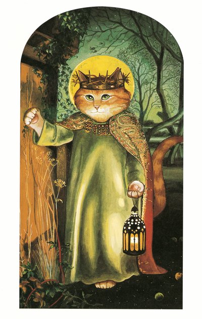 Illustration fra Pre-Raphaelite Cats (udgivet 1999) af Susan Herbert