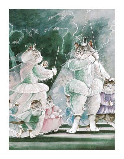 Illustration fra Shakespeare Cats: Plakatbog (udgivet 2016) af Susan Herbert