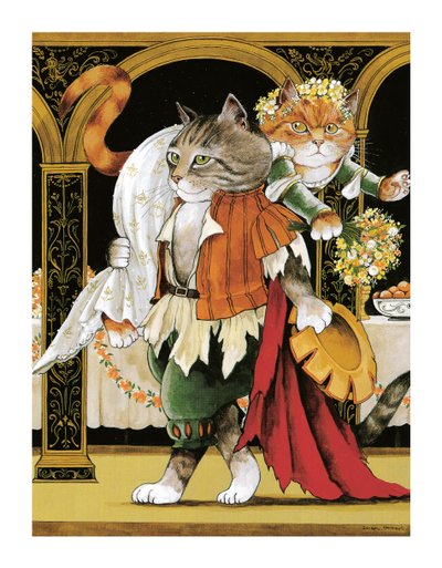 Illustration fra Shakespeare Cats: Plakatbog (udgivet 2016) af Susan Herbert