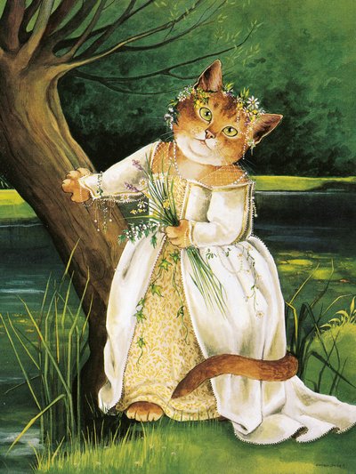 Illustration fra Shakespeare Cats: Plakatbog (udgivet 2016) af Susan Herbert