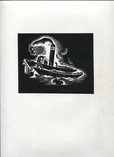 Thames Boat (linjeblok print) af Suzanne Cooper