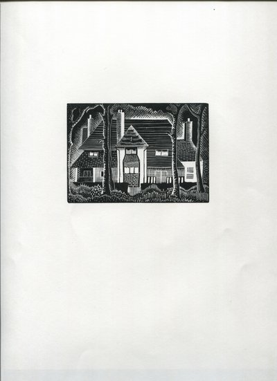 Huset i skoven (trægravering) af Suzanne Cooper