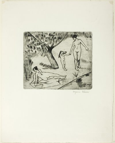 Kvinde og barn ved vandkanten af Suzanne Valadon