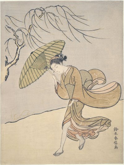 En blæsende sommerdag af Suzuki Harunobu