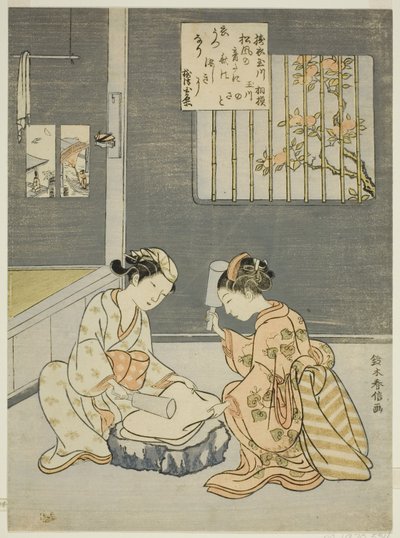 Stoffyldende Jewel River, fra en unavngiven serie af Six Jewel Rivers af Suzuki Harunobu