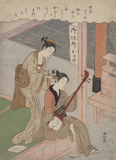 Combing His Hair, 1770., 1770. af Suzuki Harunobu